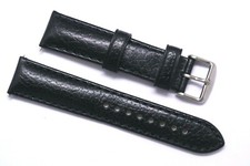 20mm Black Camel Grain Oily calf Leather Replacement Watch Band Silver Buckle