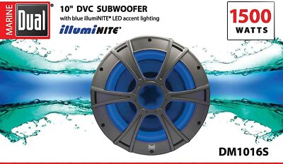 Dual Electronics DM1016S 10'' Dual Voice Coil Marine Subwoofer with Blue LED 