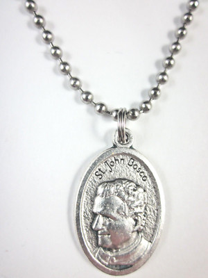 St John Bosco Medal Italy Pendant Necklace 24" Ball Chain Gift Box ...