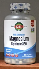 KAL Magnesium Glycinate 350 mg 160 Capsules High Absorption VegCaps