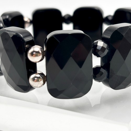 JAY KING Midnight Black Chalcedony Bead Stretch Bracelet - NIB - Picture 7 of 10