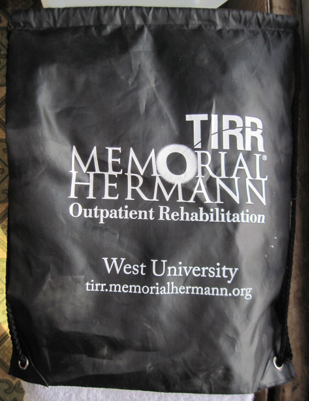 TIRR Memorial Hermann West University Black Drawstring Carry Bag Backpack Pack