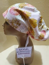 Pineapples (pink) Women's  Euro/Chef Surgical Scrub Hat/Cap Handmade