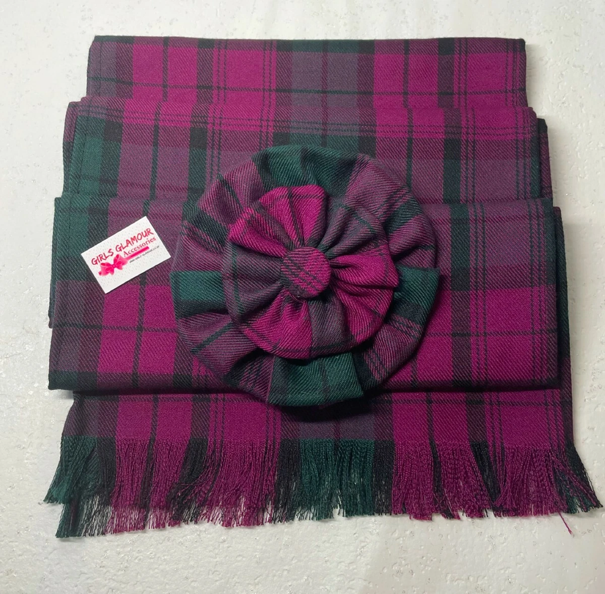 Lindsay Tartan Sash Rosette Scarf Burns Night Wedding Scottish