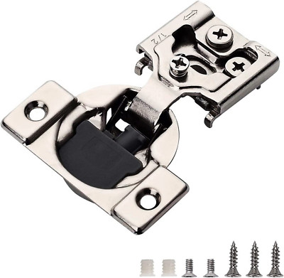 FURNIWARE 10 Pieces Soft Closing Cabinet Hinges 1/2 inch Nickle Plated Hardware