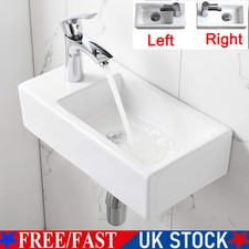 White Small Compact Bathroom Cloakroom Hand Wash Basin Sink Ceramic Wall Mounted
