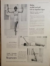 1949 women's Warner's girdle bra garters exercise band vintage fashion ad