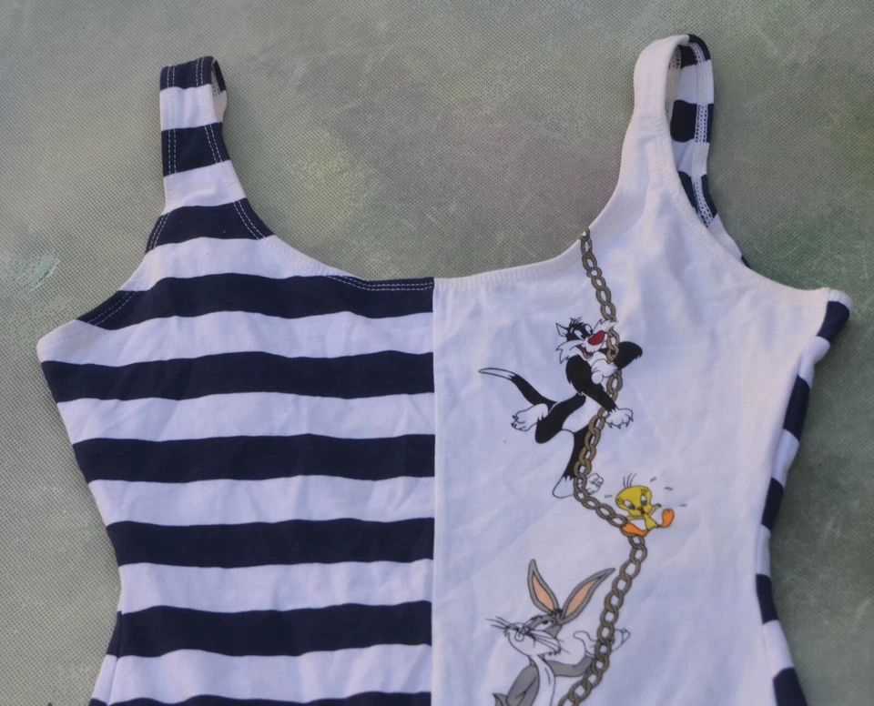 1994 Looney Tunes Bugs Bunny Duffy Duck Tweety Bird 女式泳装 11/12 码。 — 第 3/4 张图片