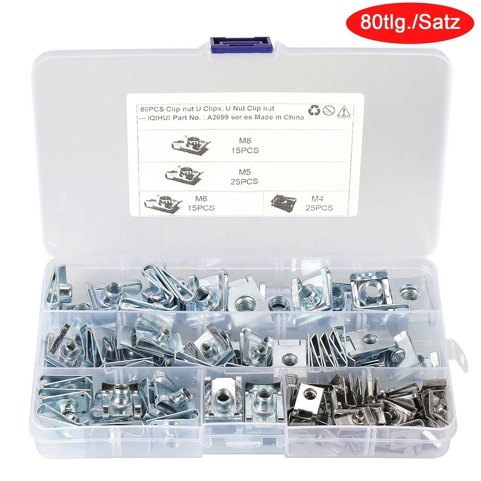 80x Edelstahl Blechmutter M4 M5 M6 M8 Clipse Klemmen Schnappmutter Federmutter H - Bild 3 von 4
