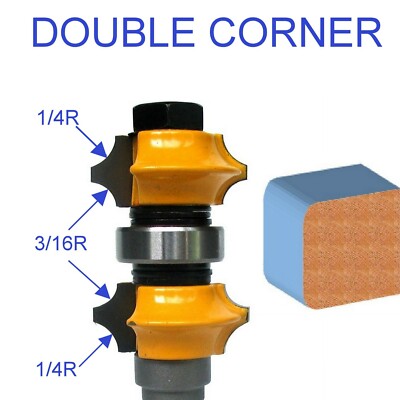 1 pc 1/2'' SH 1/4R, 3/16R Variable Double Corner Round Assembly Router Bit S