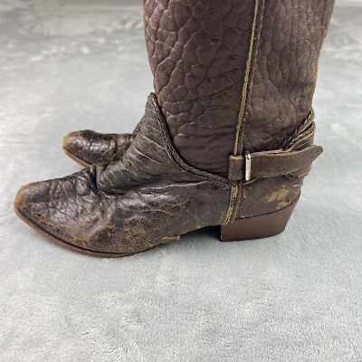 Fendi Cowboy Boots Chocolate Brown Embossed Leather Women 
