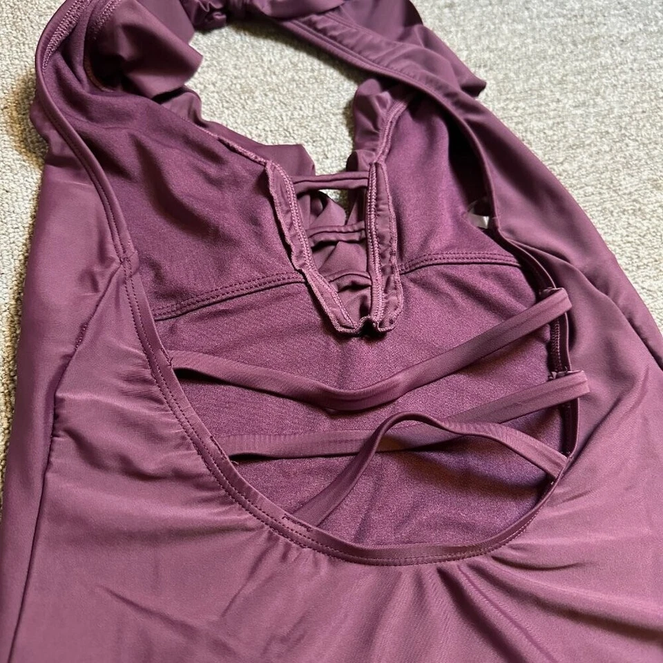 Traje de baño de una pieza con volantes BLEU ROD BEATTIE talla 10 en púrpura profundo Foto 4 de 4