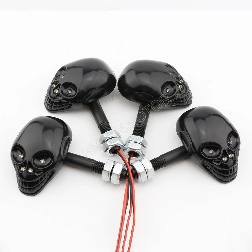 4x 2.8" Aluminio Mini Calavera LED Señales de Giro Para Harley Sportster XL 883 1200 Foto 4 de 4
