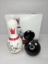 Clay Art Bowl-O-Rama Salt & Pepper Shakers Set NIB 2005 5”