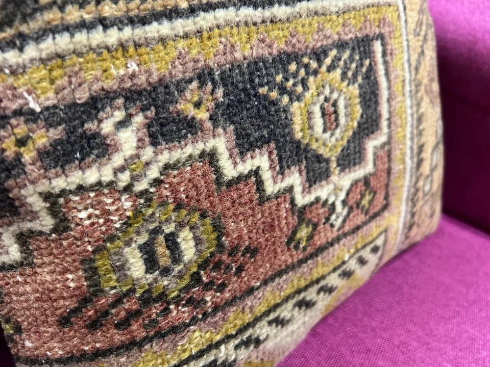 Vintage Rug Pillow Cover 16x16, Handmade Turkish Cushion Case, Home Decor Pillow - Image 3 of 4