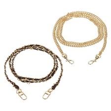 2 Pcs Purse Chain Strap, 47 Inch Light Gold Chain with Dark Brown Leather