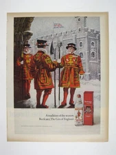 Beefeater Gin England Holiday Winter Tower Vintage 1960s Print Advertisement