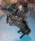 Vintage Marx Western Play Set Black Plastic 3.5”  Rearing Horse
