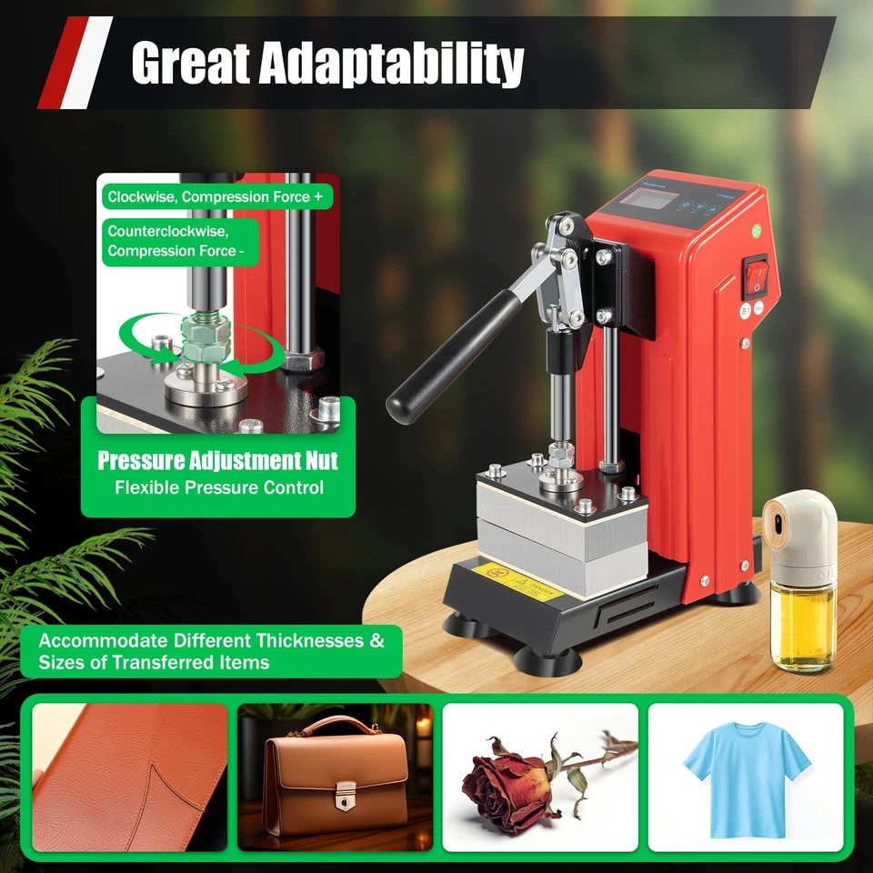 Máquina de prensa de calor 900 W mini prensa de calor manual de alta resistencia prensa en caliente estampado Foto 4 de 4