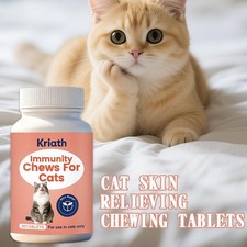 Cat Skin Relief Chewable Tablets- Itch  Skin Relief Formula- 60Count Best