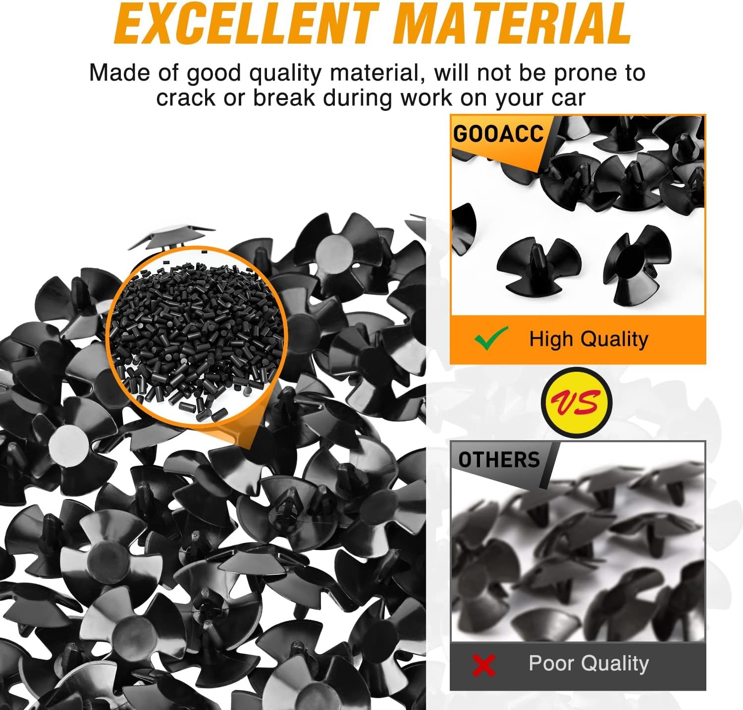 GOOACC 100Pcs Hood Insulation Retainer Clips One Size, +Remover 