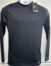 Under Armour ColdGear Shirt Mens S Black Fitted L/S Base Layer Top Moch Neck New