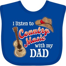 Inktastic I Listen To Country Music With My Dad Guitar And Hat Baby Bib Daddy