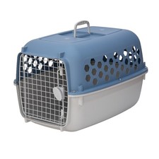 Durable Plastic Dog and Cat Kennel with Single Door Blue Pet Crate 45 lbs