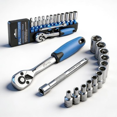14 Pieces Socket Wrench Kit, 1/4  Drive Socket Set with 72 Teeth Release Ratchet