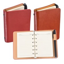 6 Ring A7 Binder Cover with Horizontal Lines Paper and Pen, Red/Yellow-Brown