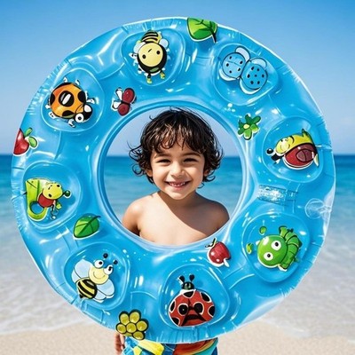 Children Swimming Ring, Inflatable Pool Floats Swim Tube Raft 24  Blue Animal