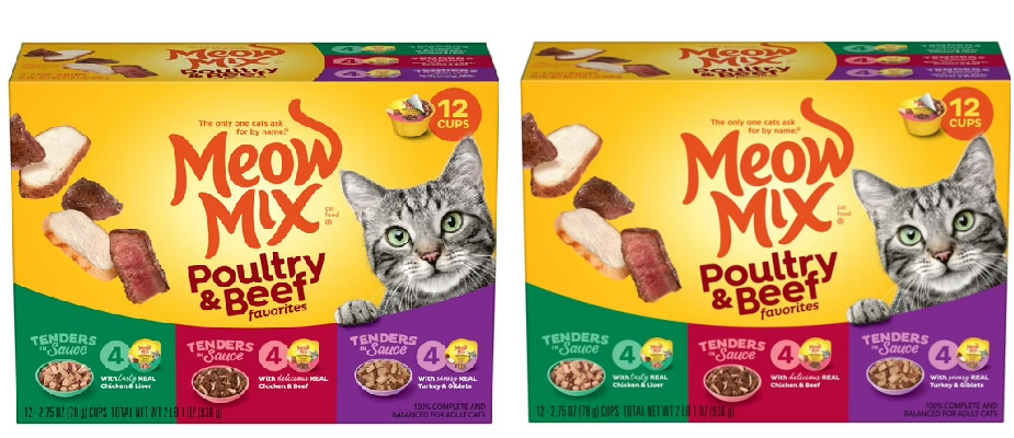 Wet Cat Food Variety Pack Poultry and Beef Recipes in 2.75 oz Cups 24 Pack