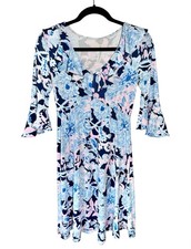 Lilly Pulitzer STIRLING DRESS Amore Please Blue Pink Ruffles Women’s XS