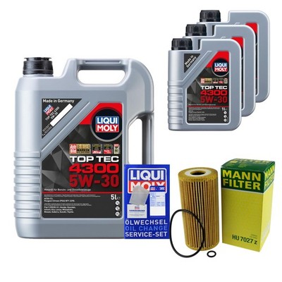 MANN-FILTER Ölfilter 8L Liqui Moly Top Tec 4300 5W-30 für KIA UM 2.2 CRDi 4WD