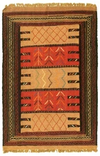 Vintage Hand Woven Traditional Kilim Rug 3'7" x 5'6" Oriental Wool Carpet