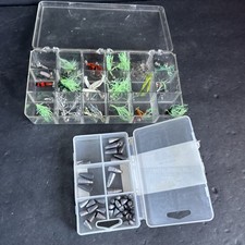 Fishing Lures Lot Of 45 Jig Flies Assorted with Tackle Box Weights #R13