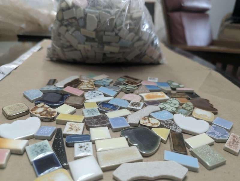 Vintage Ceramic Mosaic Tile Lot 6.5 lbs Assorted Glazed Pre-Cut Craft Pieces