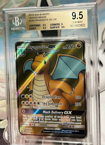 Pokémon 2019 Unified Minds Dragonite GX Full Art Ultra Rare #229/236 BGS 9.5