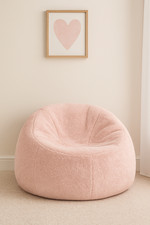 Pink Faux Fur Bean Bag Chair Cover Soft Plush Cozy Seating (Cover Only)