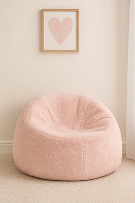 Pink Faux Fur Bean Bag Chair Cover Soft Plush Cozy Seating (Cover Only) - Image 1 of 4