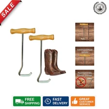 Durable Metal Boot Puller with Wooden Handle for Effortless Everyday Use, 2-Pack