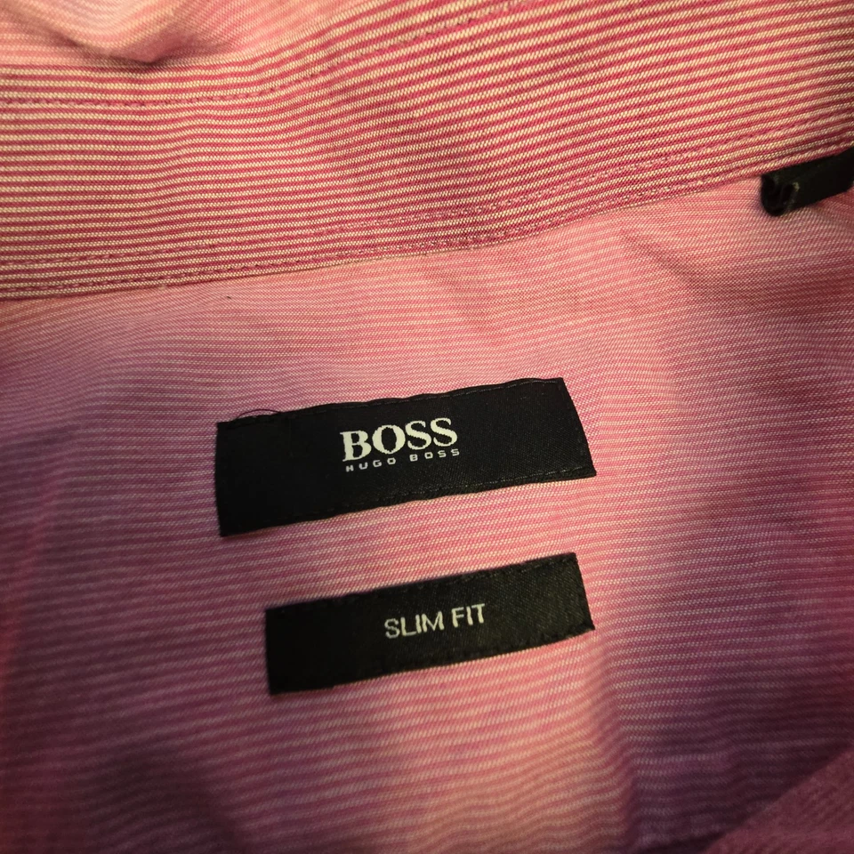 Hugo Boss Shirt Mens XLARGE Pink Short Sleeve Button Up collared Slim Size XL - Image 3 of 4