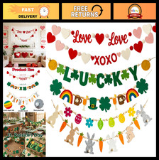 Valentine's Day  St. Patrick's Day Felt Garland - 6 PCS Hanging Home Decor, Par