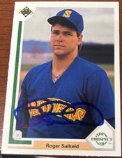 1991 Upper Deck ROGER SALKELD Rookie #63 🔥 Mariners 🔥 GORGEOUS Autograph 🔥⚾️