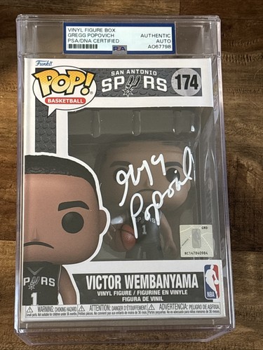 Gregg Popovich Signed Victor Wembanyama Spurs Funko Pop #174 PSA Authentic Encap - Picture 1 of 6