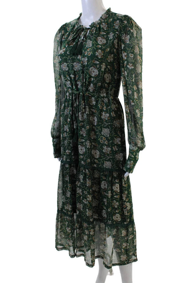 Allison Womens Floral Print A Line Maxi Dress Green Multi Colored Size Extra Sma - Image 2 of 4