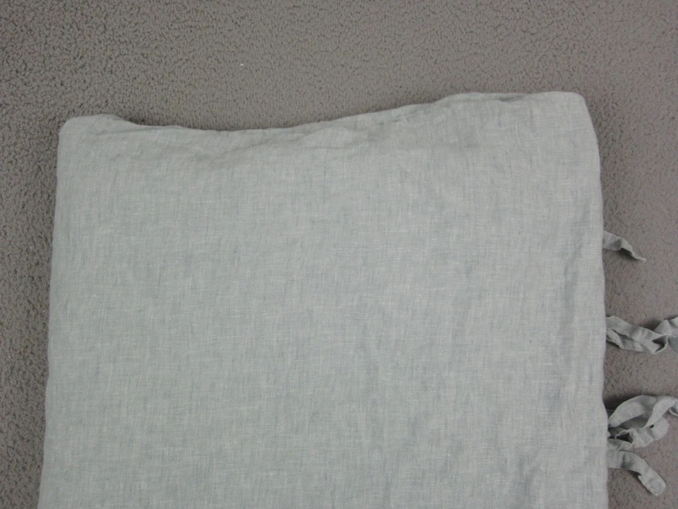 Pottery Barn 100% Linen Duvet Cover King / Cal King 36 x 20 Blue Green Ties - Image 2 of 4