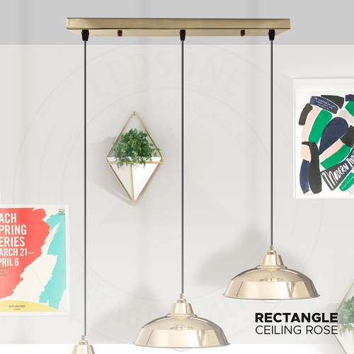 3 Outlet Rectangle Ceiling Rose Modern Industrial Ceiling Light Fitting Plate UK - Picture 6 of 68