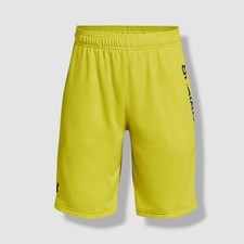 Under Armour Kid's Boy's Yellow Stunt 3.0 Printed Athletic Shorts Size M