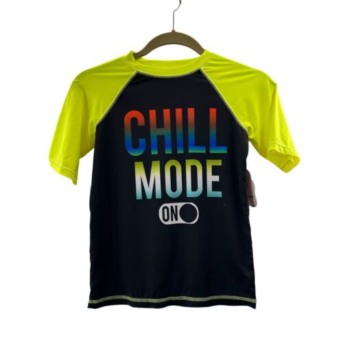 Wonder Nation Chill Mode Rash Guard Shirt Boys M 8 UPF 50 Swim Top Beach Sun e